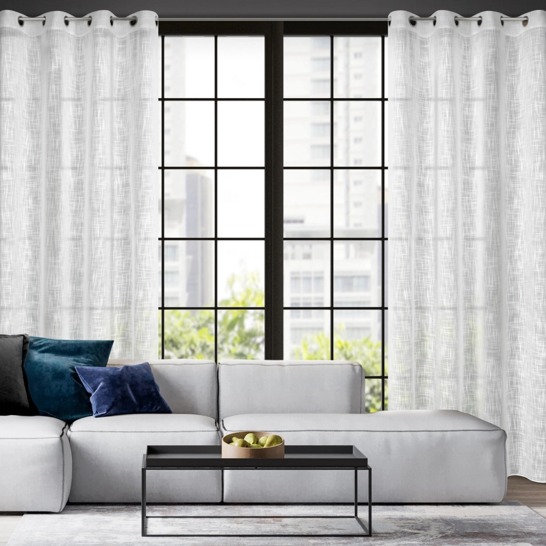 Záves 140x250 cm biely na kovové krúžky LIREN