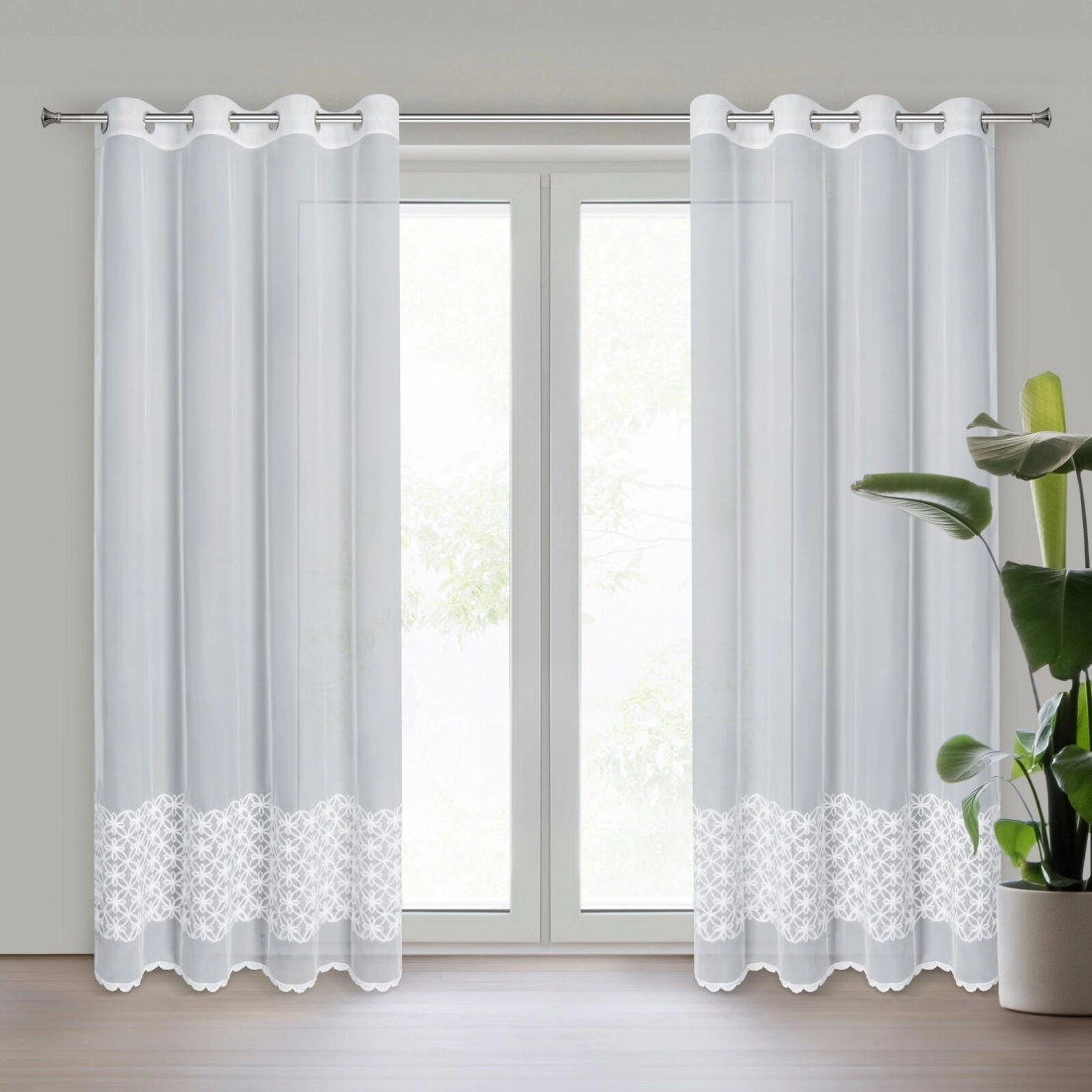 Záves 140x250 cm biely na kovové krúžky LIWIA EVA MINGE