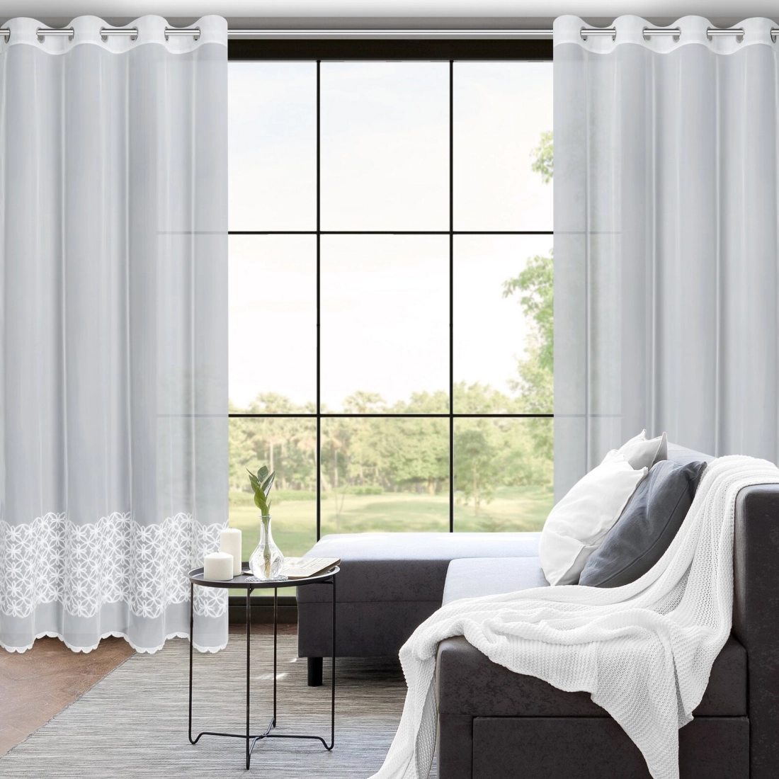 Záves 140x250 cm biely na kovové krúžky LIWIA EVA MINGE