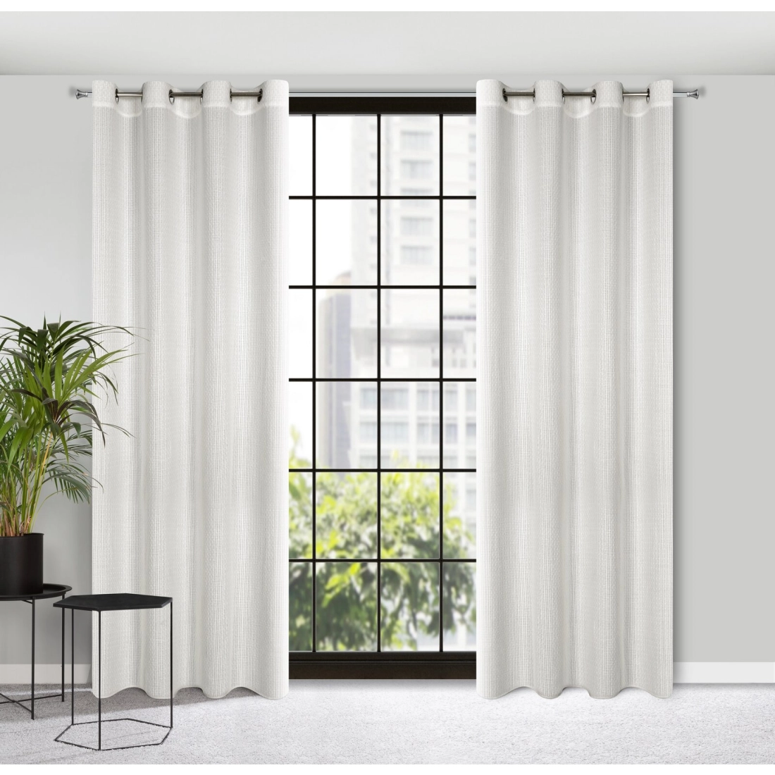 Záves 140x250 cm biely na kovové krúžky MADISON