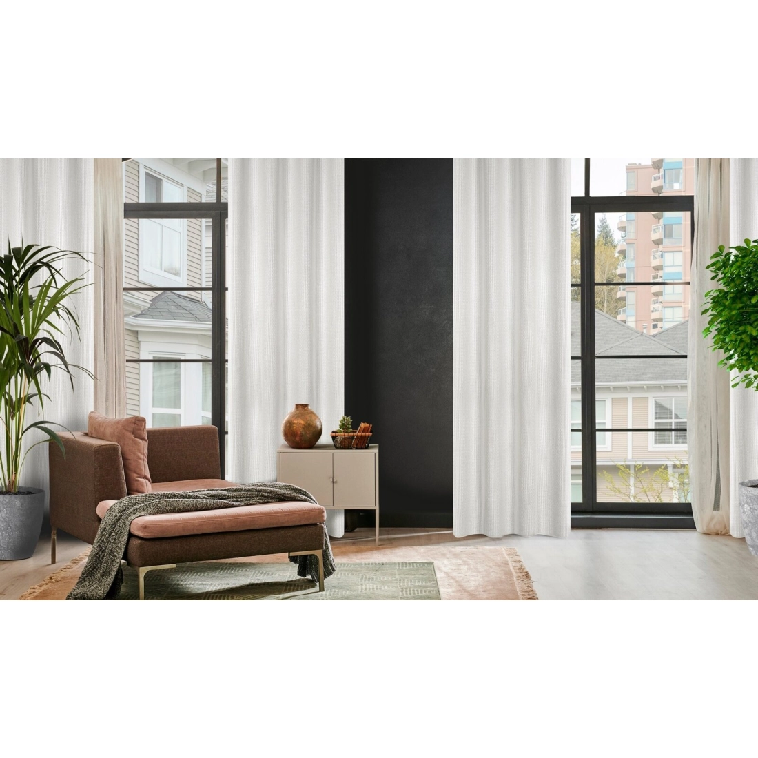 Záves 140x250 cm biely na kovové krúžky MADISON