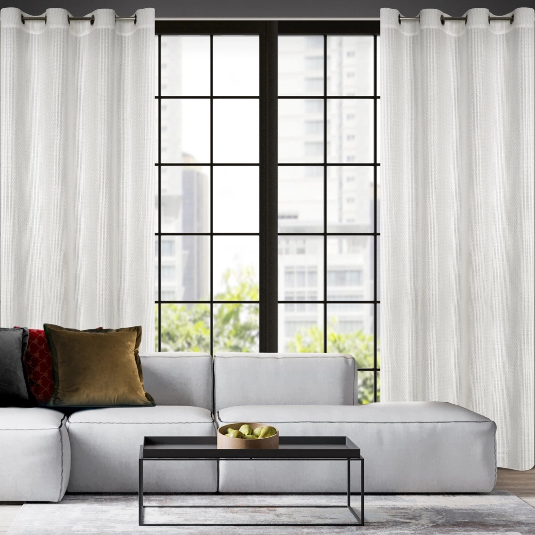 Záves 140x250 cm biely na kovové krúžky MADISON