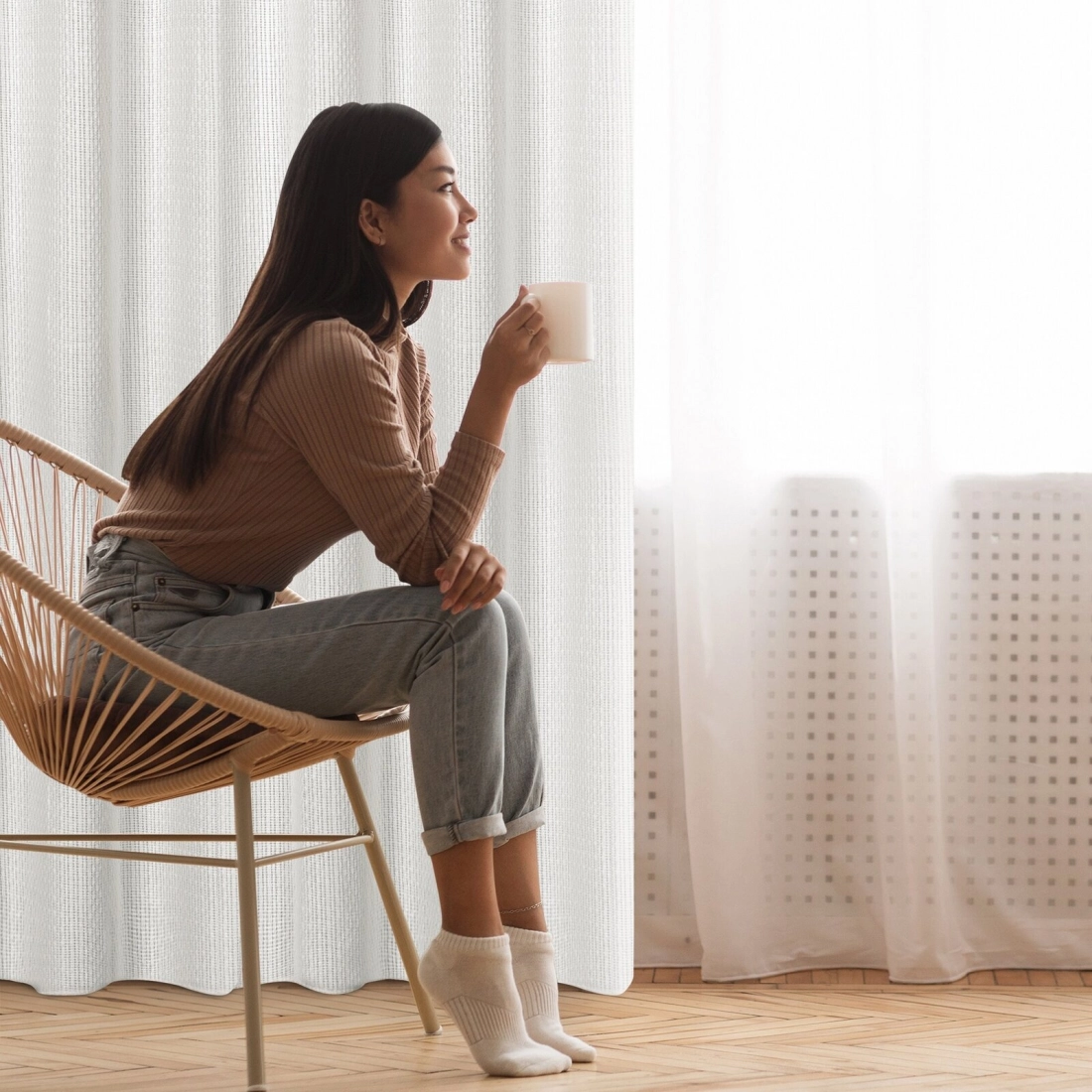 Záves 140x250 cm biely na kovové krúžky MADISON