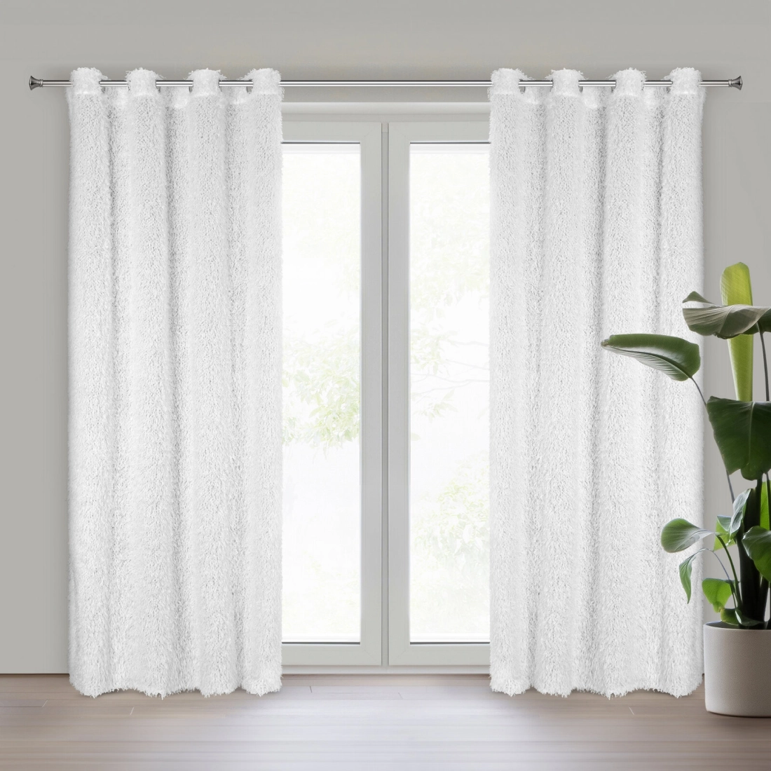 Záves 140x250 cm biely na kovové krúžky MARION