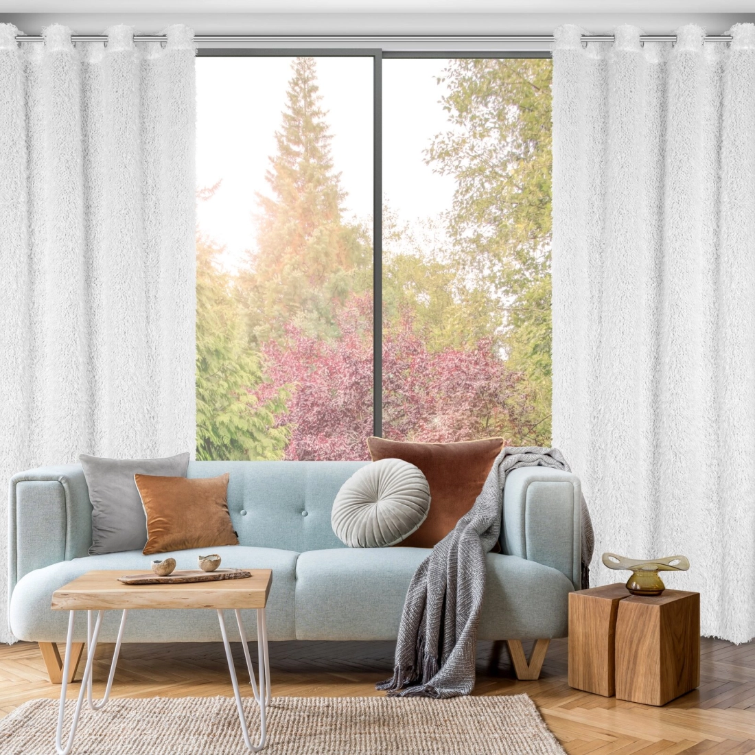 Záves 140x250 cm biely na kovové krúžky MARION