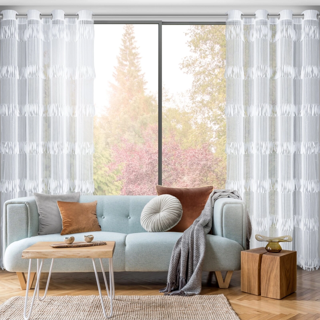 Záves 140x250 cm biely na kovové krúžky SOTERA Eva Minge