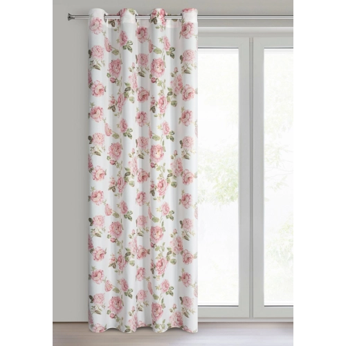 Záves 140x250 cm biely ružový na kovové krúžky AVANI