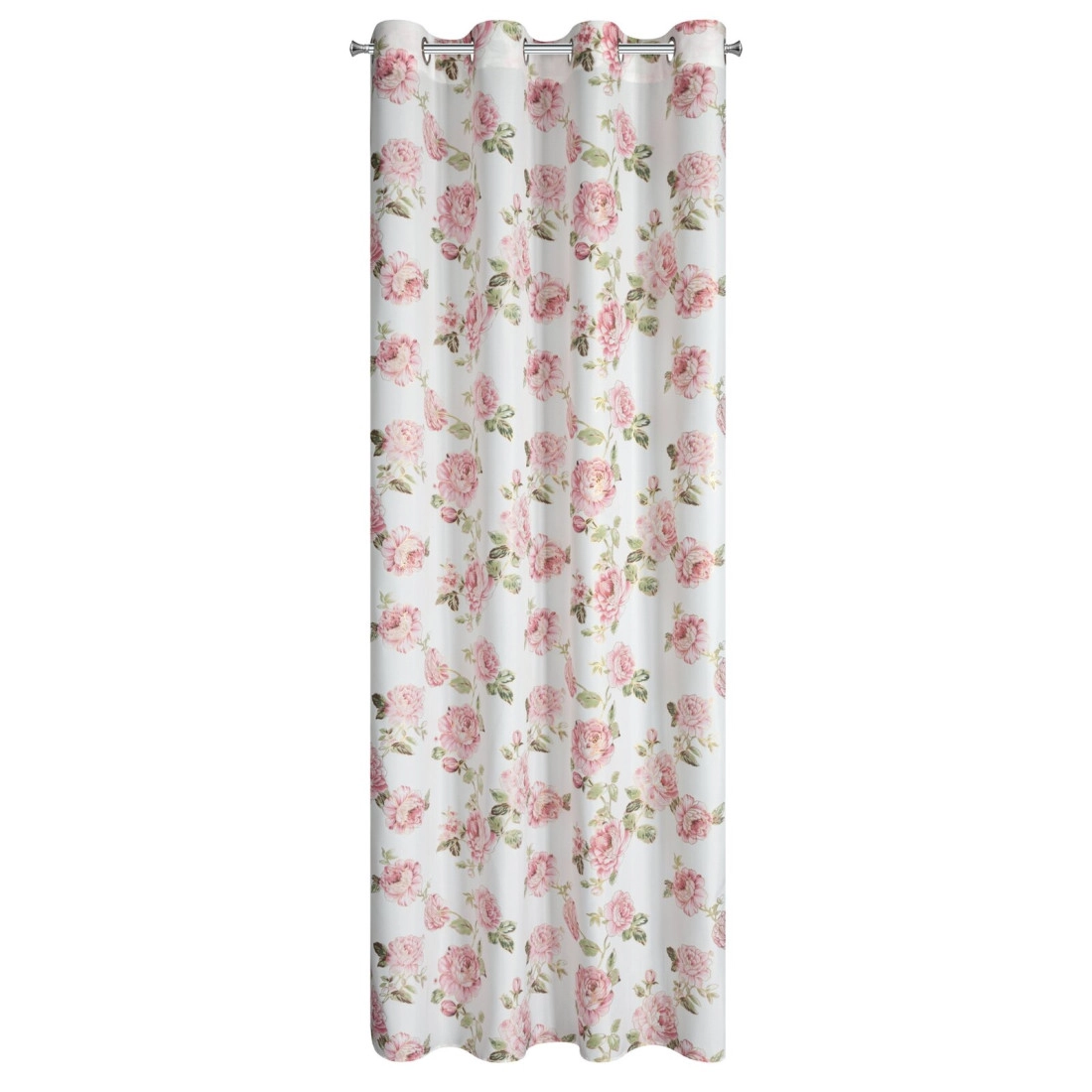 Záves 140x250 cm biely ružový na kovové krúžky AVANI
