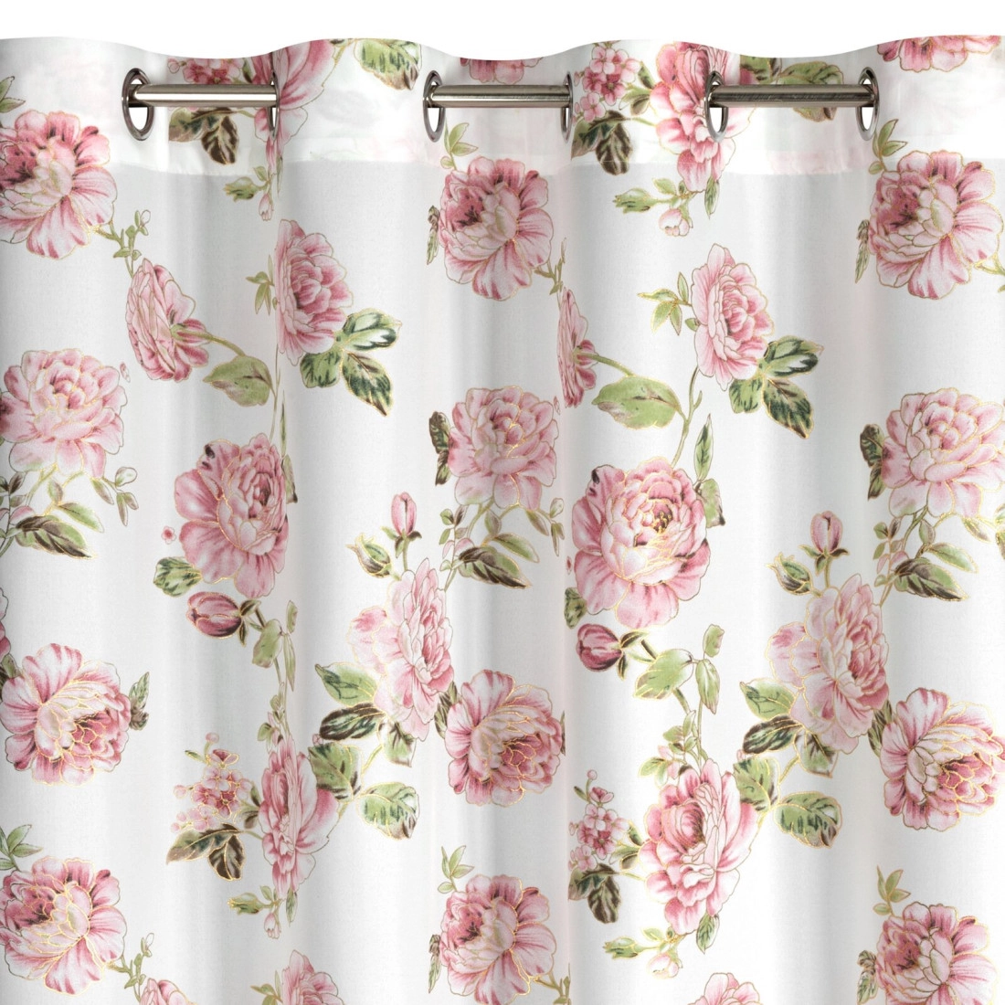 Záves 140x250 cm biely ružový na kovové krúžky AVANI