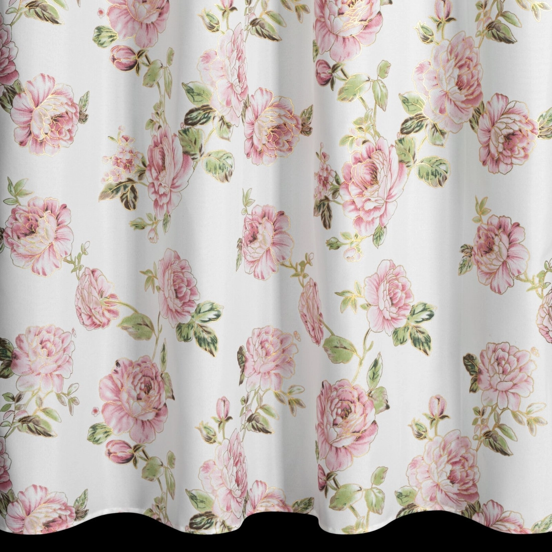 Záves 140x250 cm biely ružový na kovové krúžky AVANI