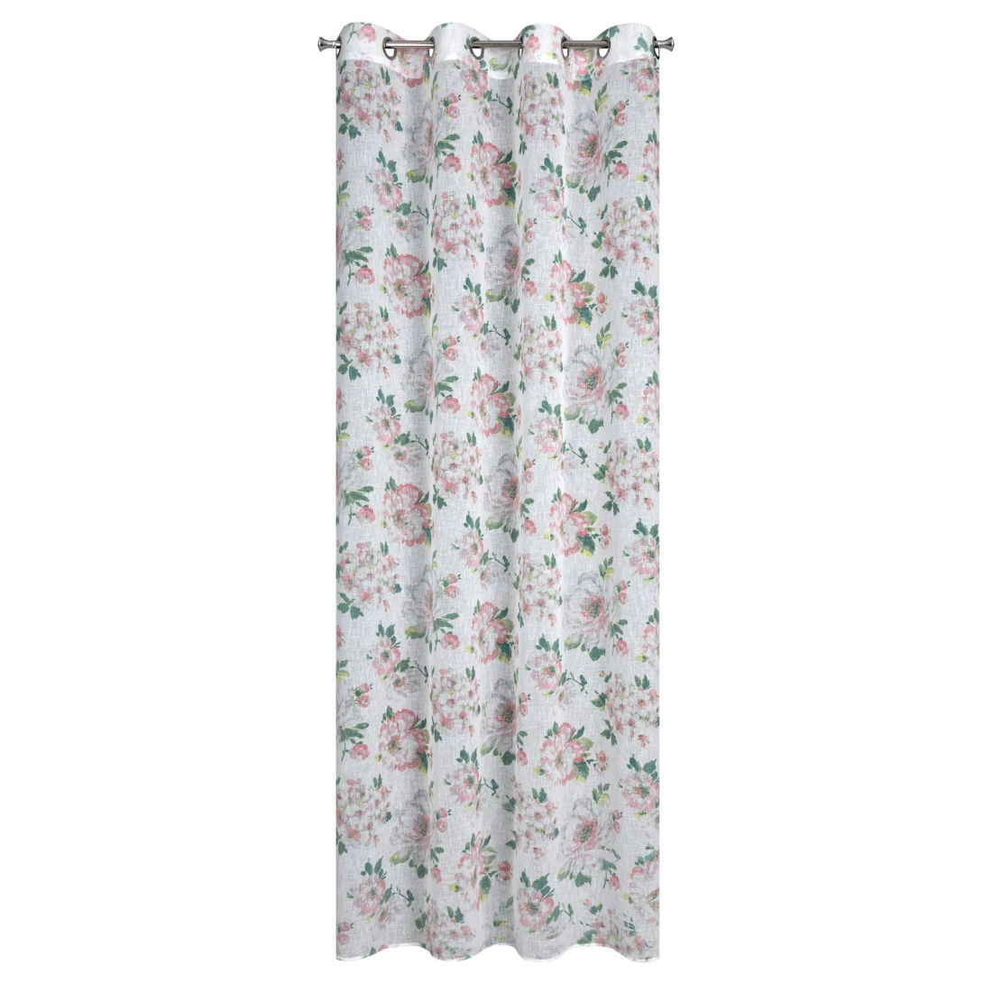 Záves 140x250 cm biely, ružový na kovové krúžky EMI
