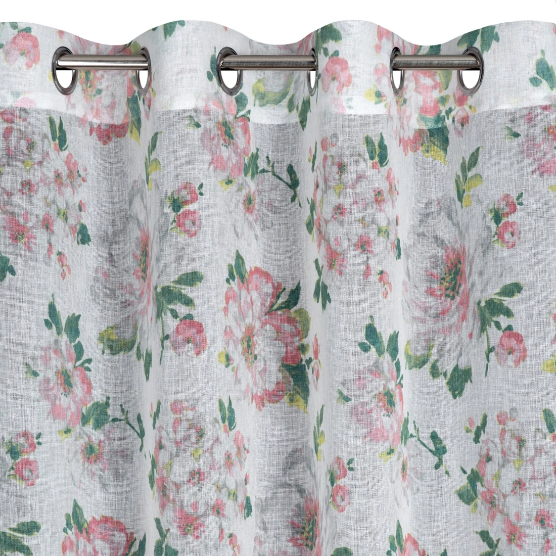 Záves 140x250 cm biely, ružový na kovové krúžky EMI