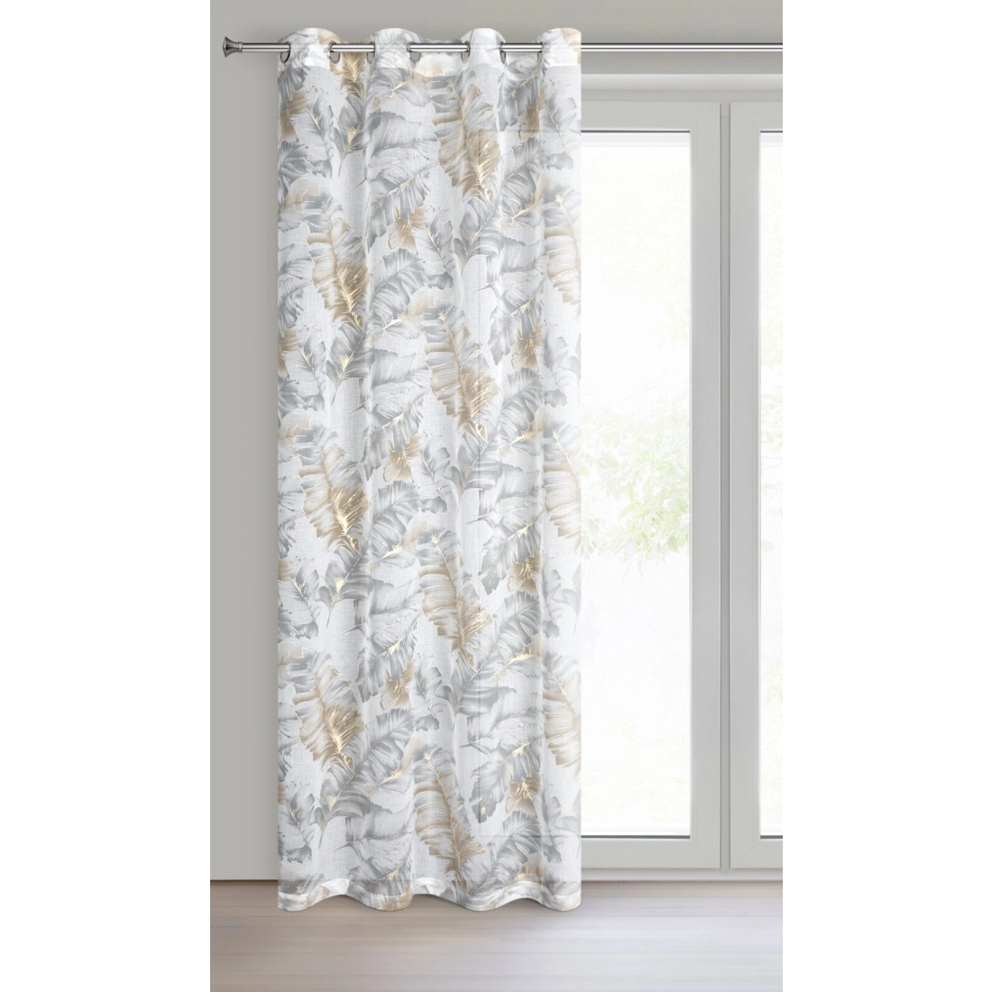 Záves 140x250 cm biely sivý na kovové krúžky LAYLA