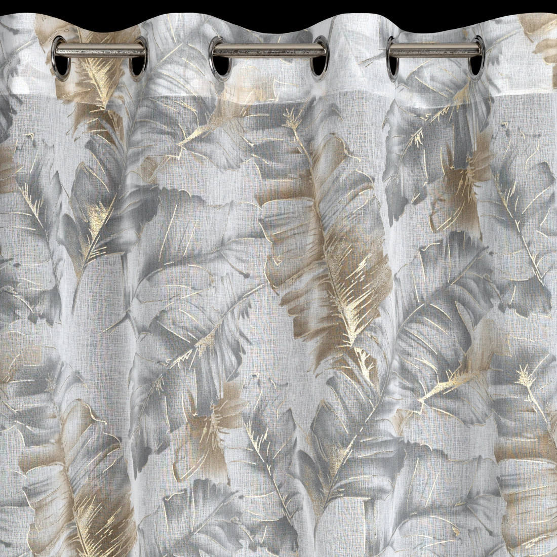 Záves 140x250 cm biely sivý na kovové krúžky LAYLA