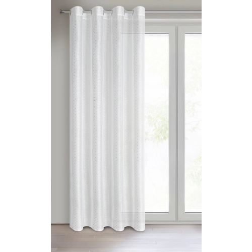 Závěs 140 x 250 cm bílý se stříbrným potiskem na kovové kroužky SIBEL