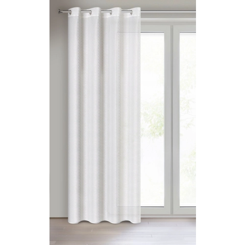 Závěs 140 × 250 cm bílý se světle zlatým potiskem na kovových kroužcích SIBEL