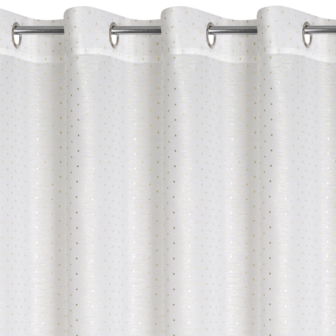 Závěs 140 × 250 cm bílý se světle zlatým potiskem na kovových kroužcích SIBEL