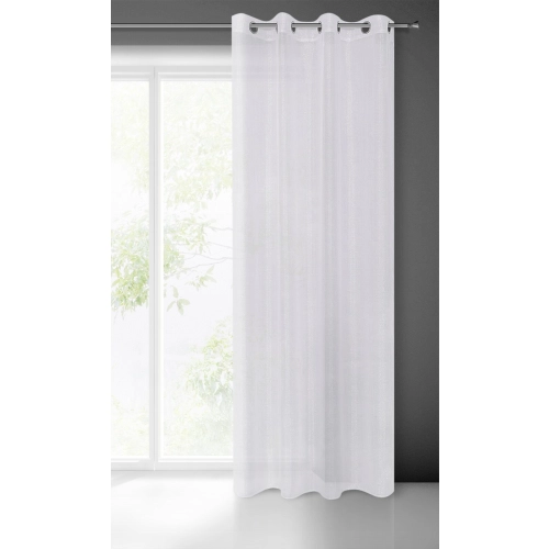 Záves 140x250 cm biely strieborný na kovové krúžky EMMA