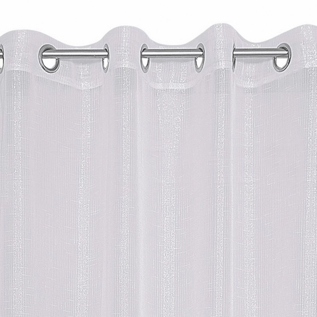 Záves 140x250 cm biely strieborný na kovové krúžky EMMA