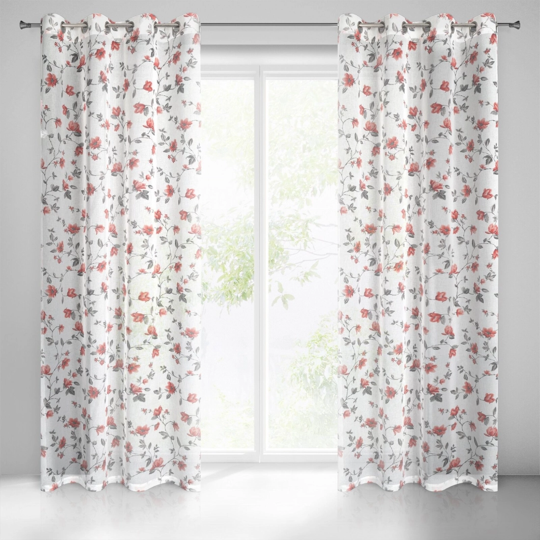 Záves 140x250 cm biely, tehlový na kovové krúžky JENNY