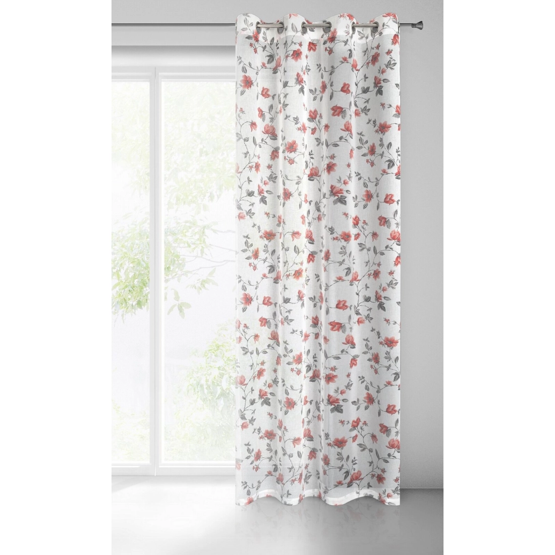 Záves 140x250 cm biely, tehlový na kovové krúžky JENNY