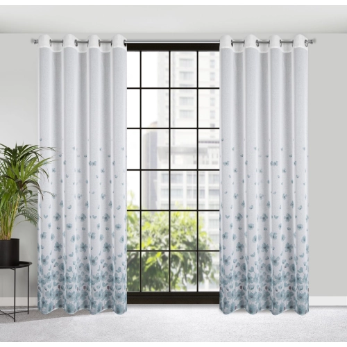 Záves 140x250 cm biely, tyrkysový na kovové krúžky ANDREA