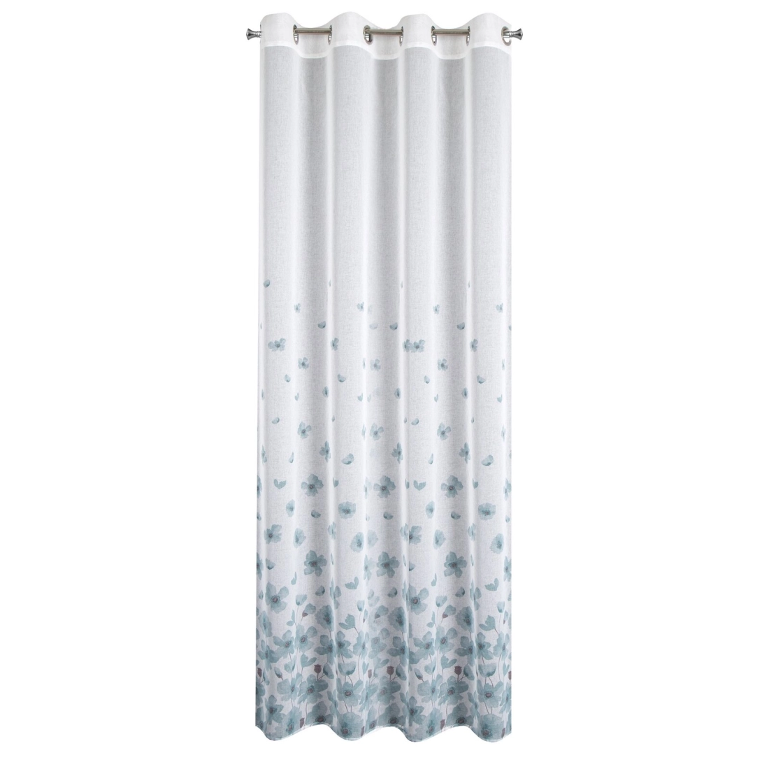 Záves 140x250 cm biely, tyrkysový na kovové krúžky ANDREA