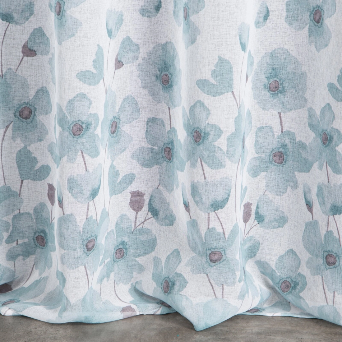 Záves 140x250 cm biely, tyrkysový na kovové krúžky ANDREA