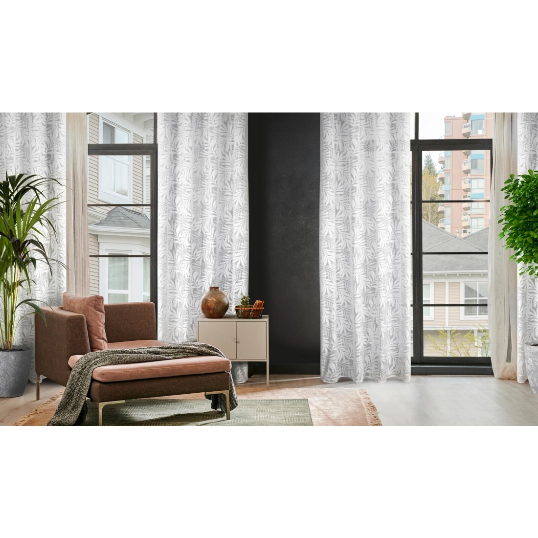 Závěs 140x250 cm bílý žakárový na kovové kroužky NATALY