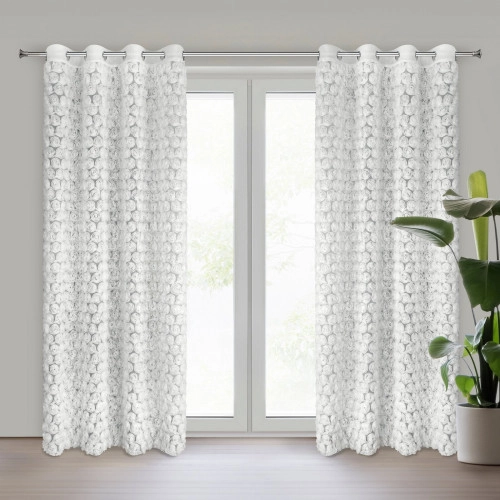 Záves 140x250 cm biely zo sieťky na kovové krúžky ROSES1 Eva Minge