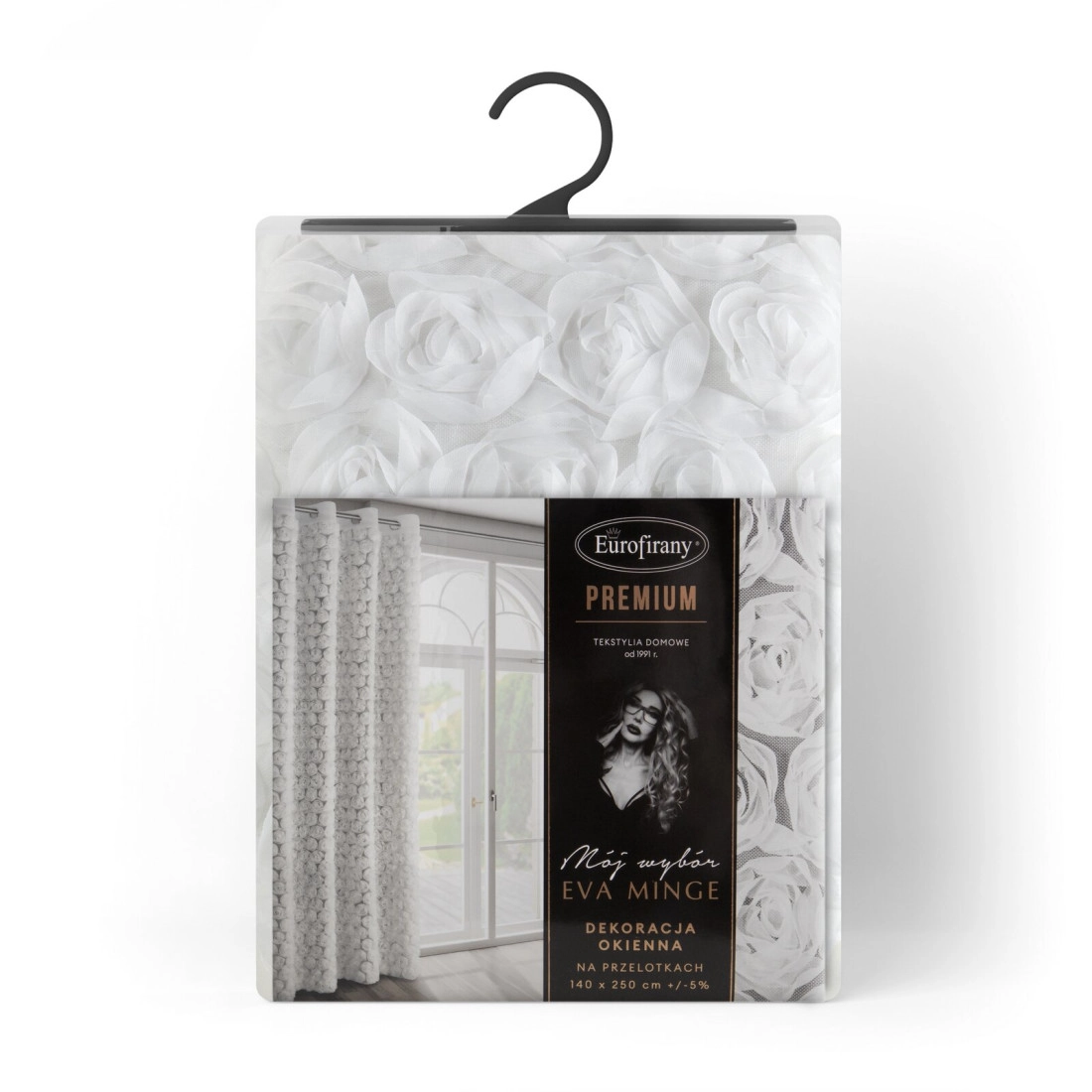 Záves 140x250 cm biely zo sieťky na kovové krúžky ROSES1 Eva Minge