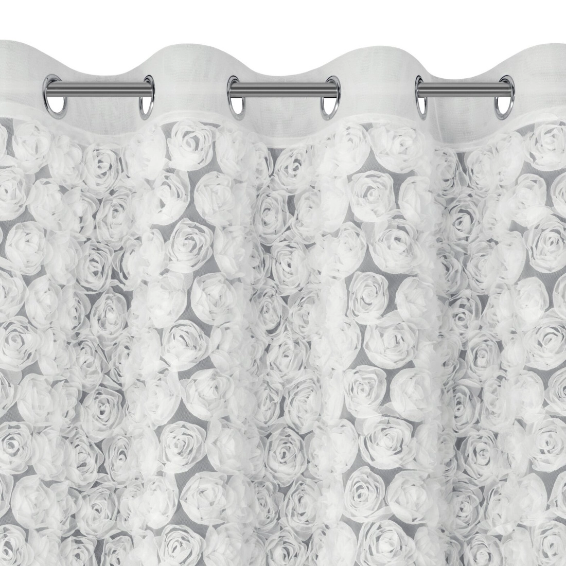 Záves 140x250 cm biely zo sieťky na kovové krúžky ROSES1 Eva Minge