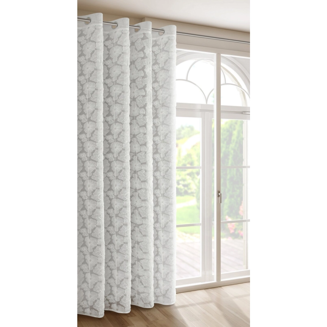 Záves 140x250 cm biely zo sieťoviny na kovové krúžky JASMIN Eva Minge