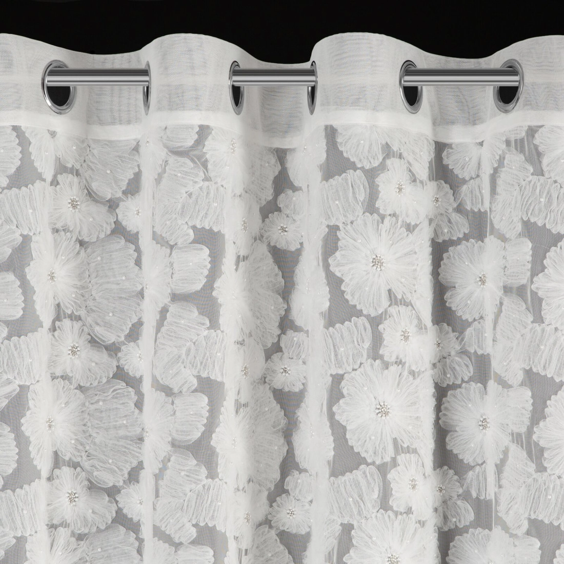 Záves 140x250 cm biely zo sieťoviny na kovové krúžky JASMIN Eva Minge