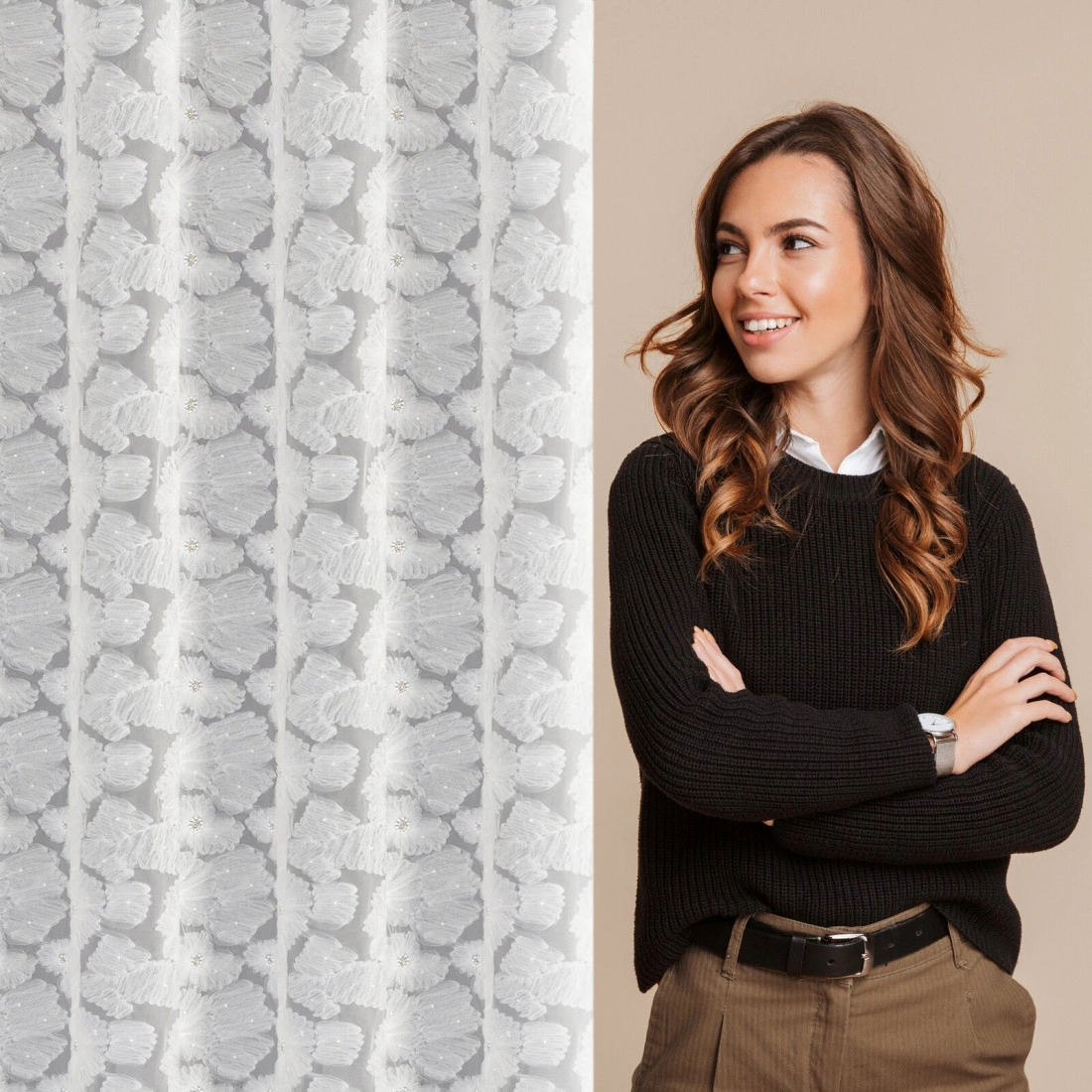 Záves 140x250 cm biely zo sieťoviny na kovové krúžky JASMIN Eva Minge