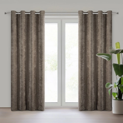 Závěs 140x250 cm chenilový světle hnědý na kovové kroužky VANI