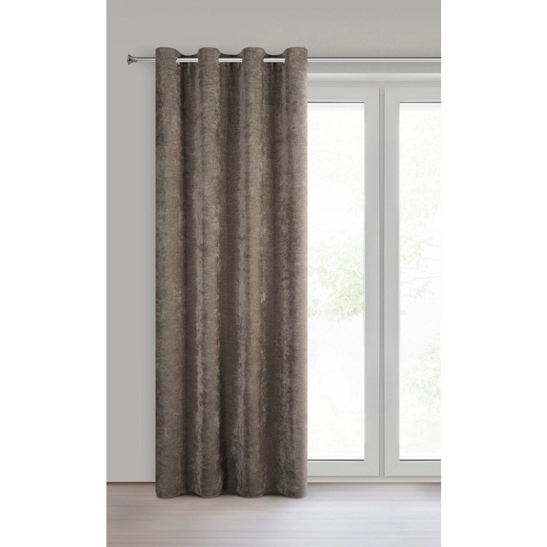 Závěs 140x250 cm chenilový světle hnědý na kovové kroužky VANI