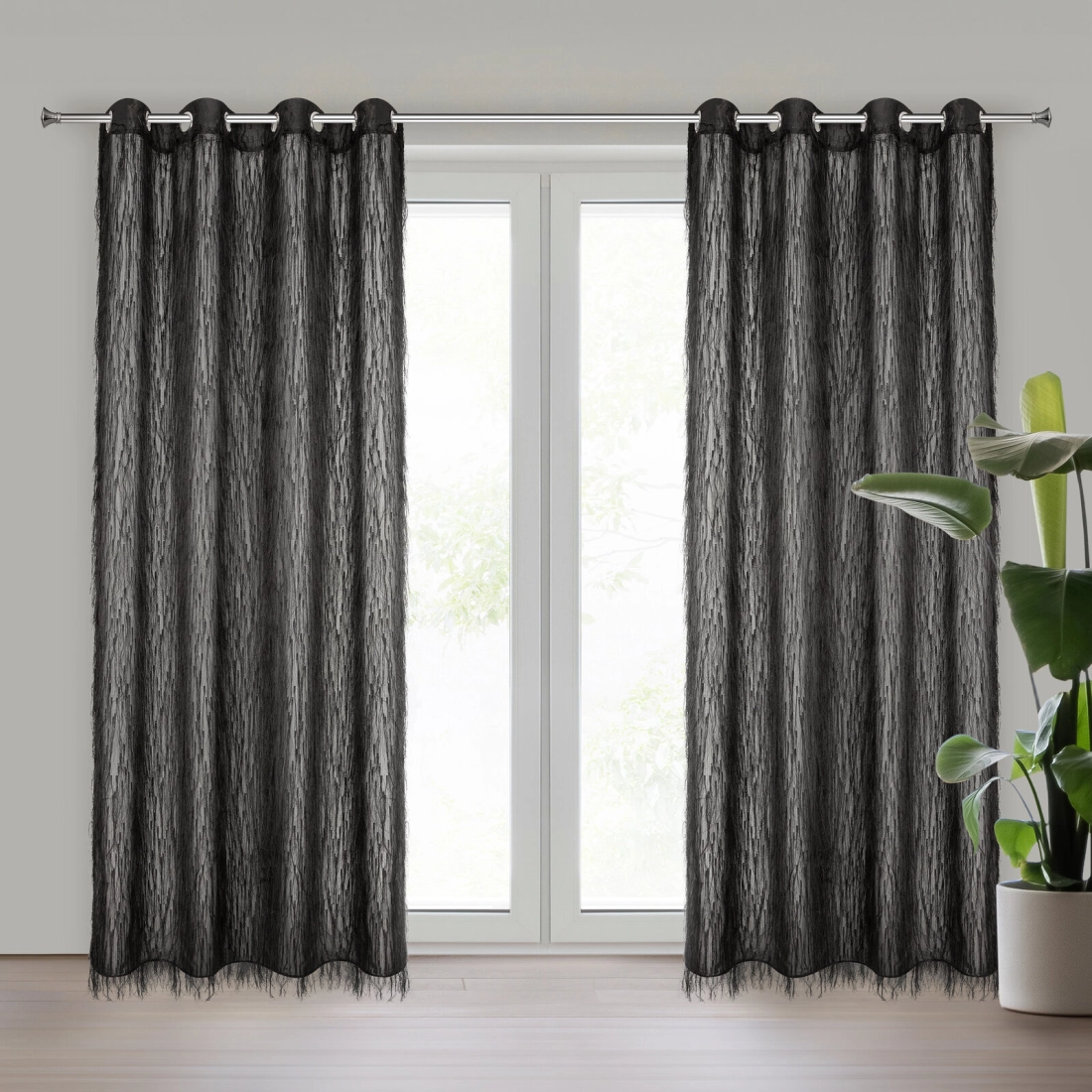 Záves 140x250 cm čierny na kovové krúžky AURORA Eva Minge