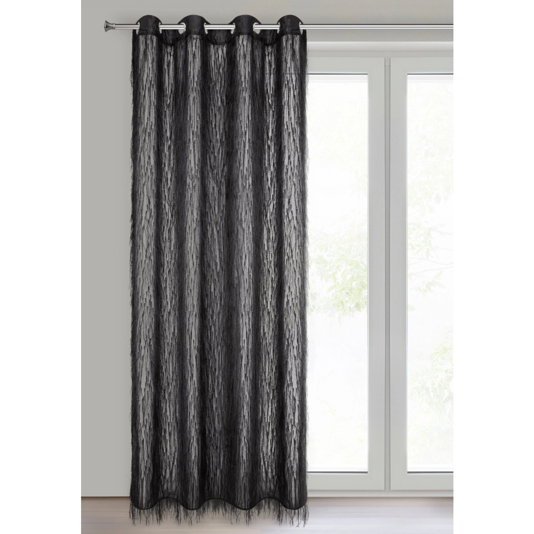 Záves 140x250 cm čierny na kovové krúžky AURORA Eva Minge