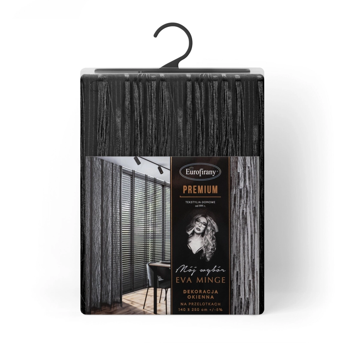 Záves 140x250 cm čierny na kovové krúžky AURORA Eva Minge