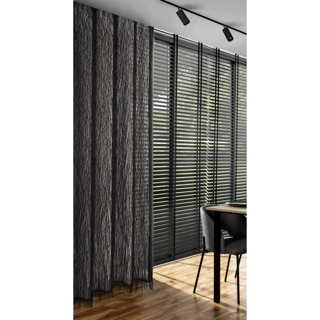 Záves 140x250 cm čierny na kovové krúžky AURORA Eva Minge