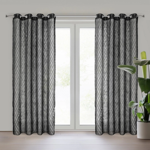 Záves 140x250 cm čierny na kovové krúžky LAUREL