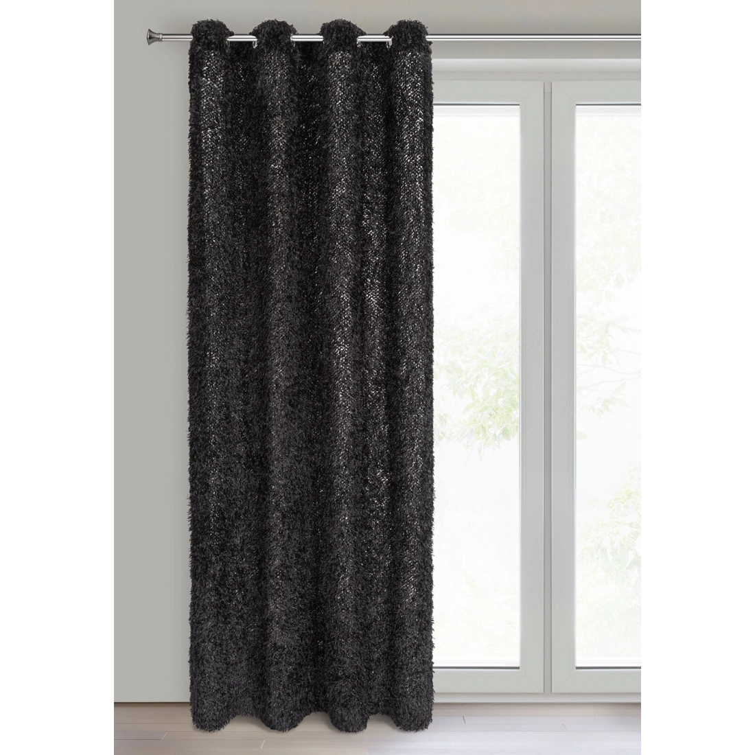 Záves 140x250 cm čierny na kovové krúžky MARION