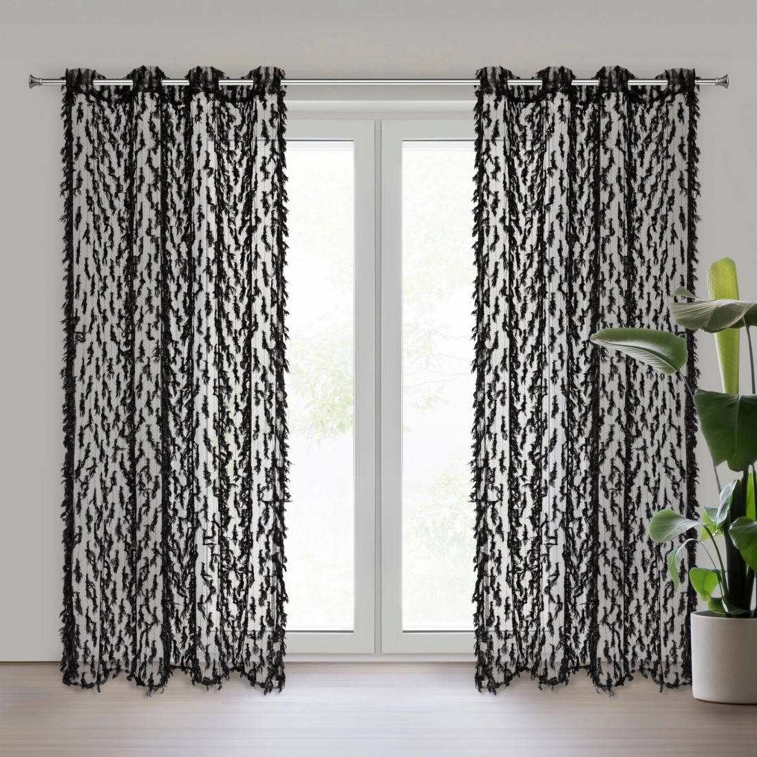 Záves 140x250 cm čierny na kovové krúžky VICTORIA Eva Minge