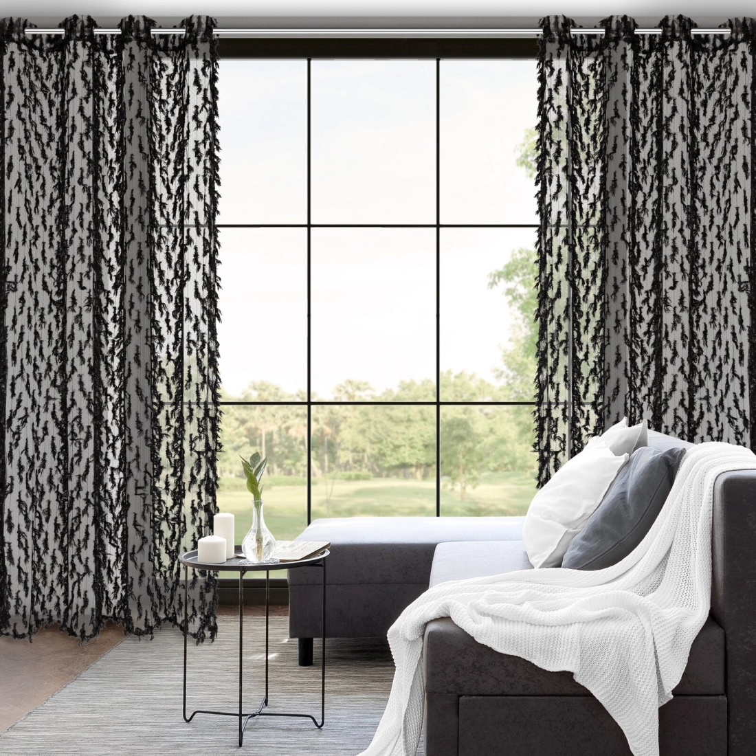 Záves 140x250 cm čierny na kovové krúžky VICTORIA Eva Minge