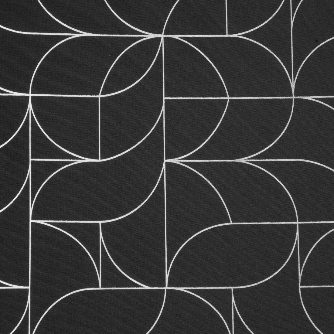 Záves 140x250 cm čierny so striebornou geometrickou potlačou na kovové krúžky EVI