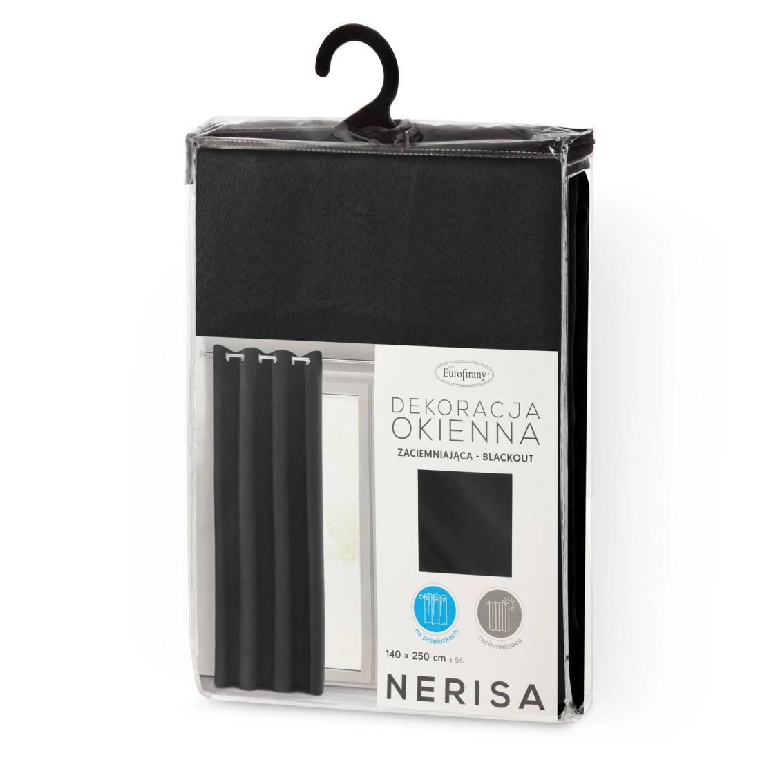 Záves 140x250 cm dimout čierny na kovové krúžky NERISA