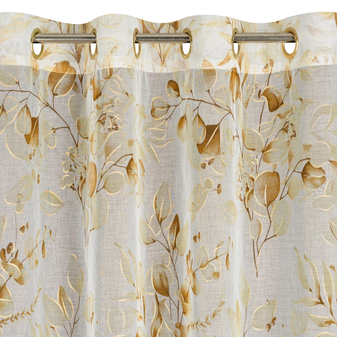 Záves 140x250 cm etamínový béžový, žltý na kovové krúžky AVA