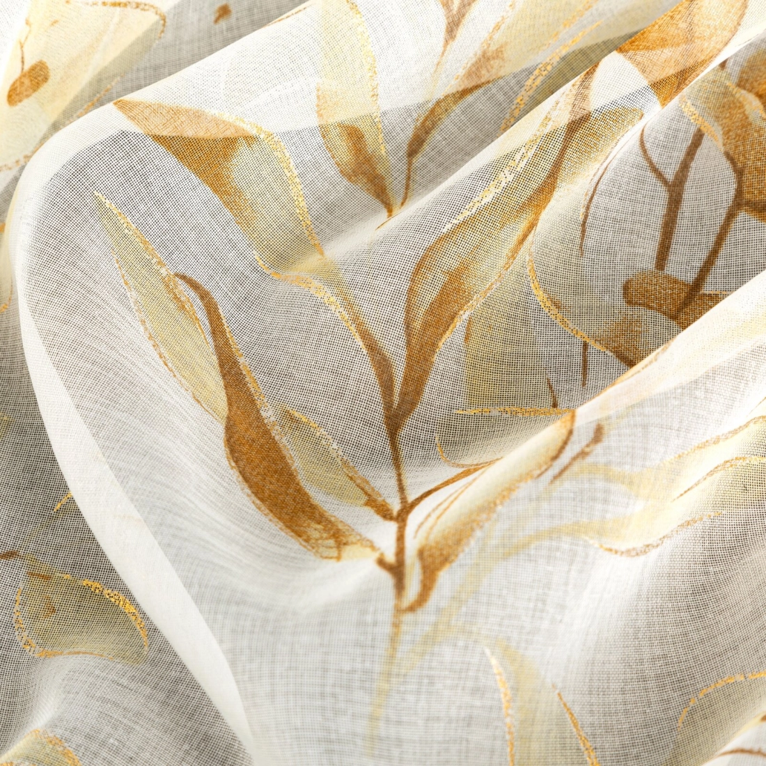 Záves 140x250 cm etamínový béžový, žltý na kovové krúžky AVA