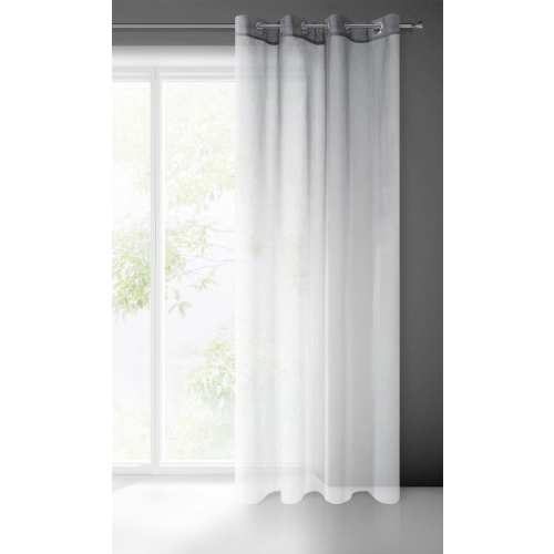 Závěs 140 x 250 cm, etaminový, bílo-grafitový, na kovových kroužcích, RAVIA